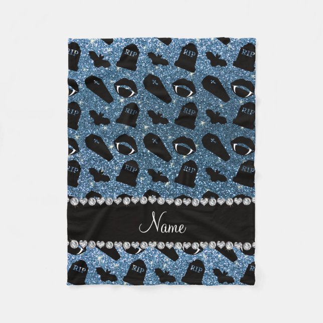 Couverture Polaire Nom personnalisé misty bleu parties scintillant va (Devant)