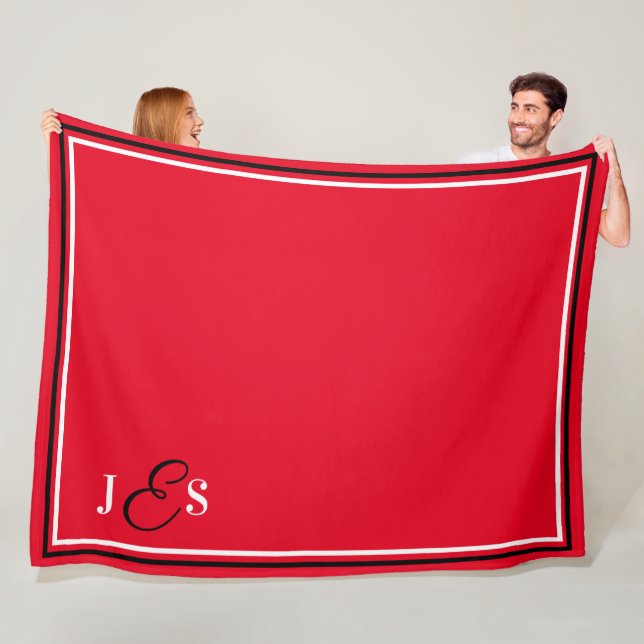 Couverture Polaire Nom personnalisé Monogramme Red Stadium Blanket (En situation)