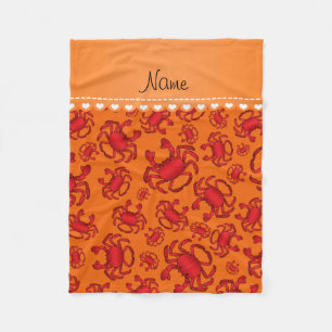 Couverture Polaire Nom personnalisé motif de crabe rouge orange