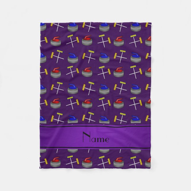 Couverture Polaire Nom personnalisé motif de curling violet (Devant)
