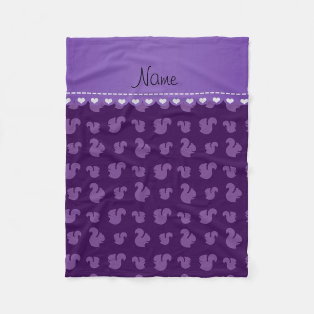Couverture Polaire Nom personnalisé motif d'écureuil violet (Devant)