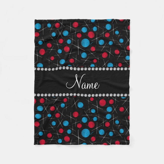Couverture Polaire Nom personnalisé noir crochet motif (Devant)