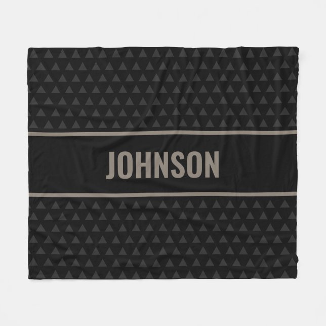 Couverture Polaire Nom personnalisé noir moderne (Devant (Horizontal))