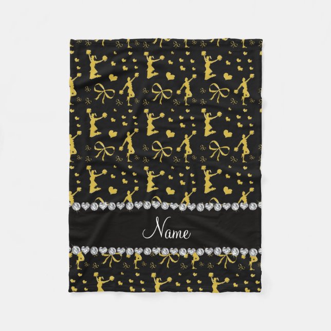 Couverture Polaire Nom personnalisé noir or cheerled arcs coeurs (Devant)