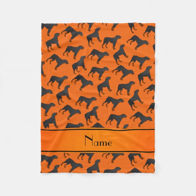 Couverture Polaire Nom personnalisé orange rottweiler chien motif (Devant)