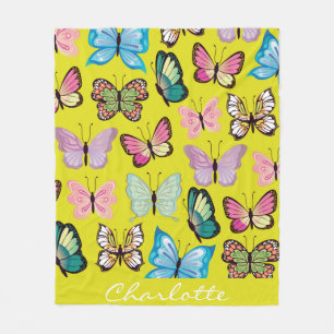 Couverture Polaire Nom personnalisé Papillons Papillons colorés Papil