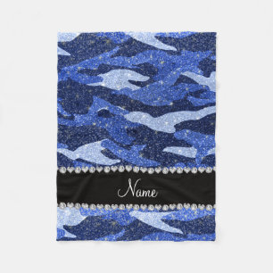 Couverture Polaire Nom personnalisé parties scintillant bleue camoufl