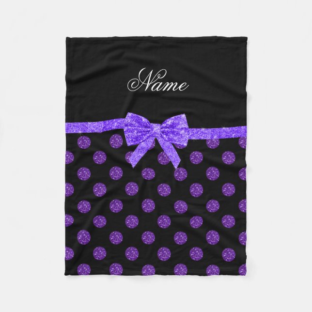 Couverture Polaire Nom personnalisé parties scintillant violet pois (Devant)