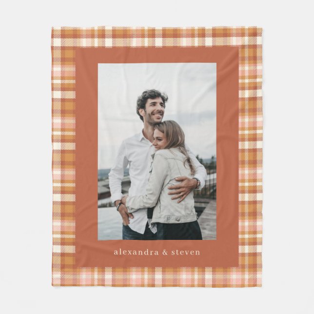 Couverture Polaire Nom Personnalisé Photo Chaleureuse En vichy Plaid (Devant)