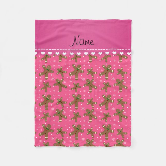Couverture Polaire Nom personnalisé Pingerpain rose flocons de neige (Devant)