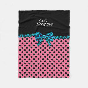 Couverture Polaire Nom personnalisé pois rose turquoise arc