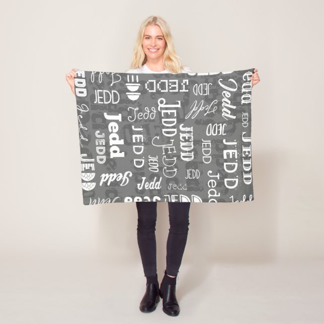 Couverture Polaire Nom personnalisé pour le gris de Jedd (En situation)