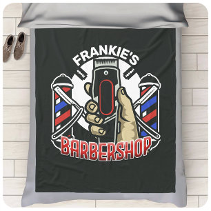 Couverture Polaire Nom personnalisé Retro Barber Shop Pole Barbier