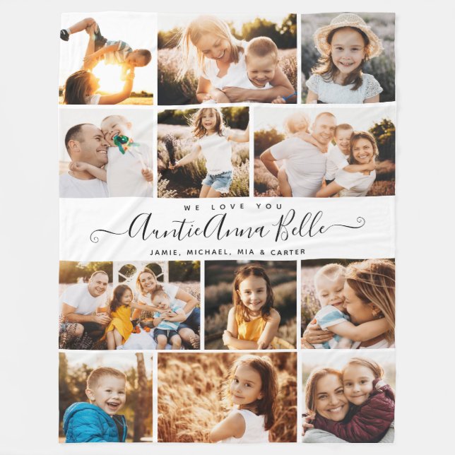 Couverture Polaire Nom personnalisé Script We Love you Modern Photo (Devant)