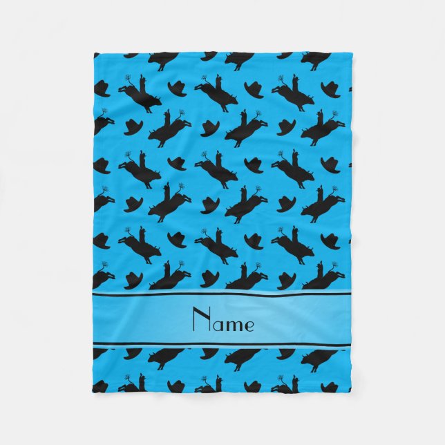 Couverture Polaire Nom personnalisé sky bleu rodéo bulle équitation (Devant)