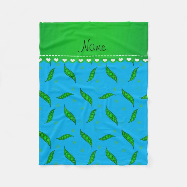 Couverture Polaire Nom personnalisé sky blue green peapods (Devant)