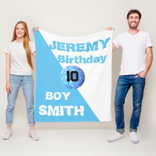 Couverture Polaire Nom personnalisé sport d'anniversaire de football