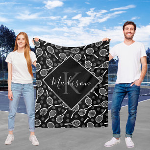 Couverture Polaire Nom personnalisé Tennis Racket Fleece Blanche