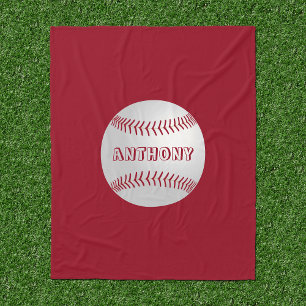 Couverture Polaire Nom personnalisé Thème de sport Rouge Base-ball Bl