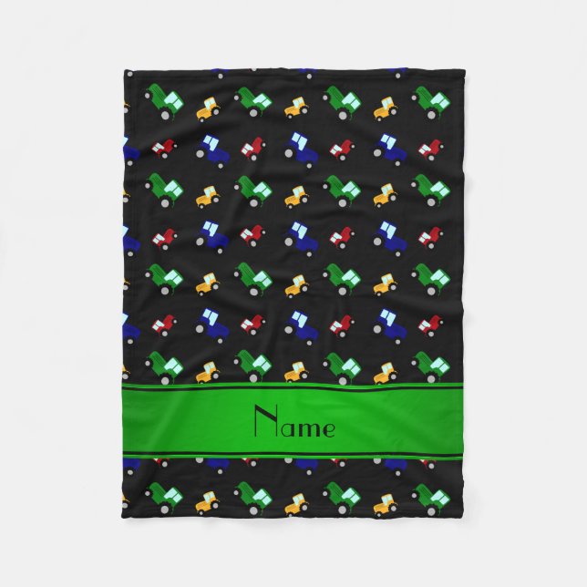 Couverture Polaire Nom personnalisé tracteurs noirs (Devant)