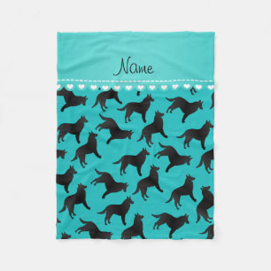 Couverture Polaire Nom personnalisé turquoise belgian berdog