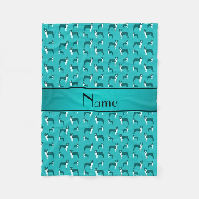 Couverture Polaire Nom personnalisé turquoise boston terrier (Devant)