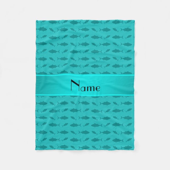 Couverture Polaire Nom personnalisé turquoise thon rouge motif (Devant)
