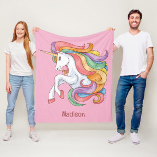 Couverture Polaire Nom personnalisé Unicorne colorée