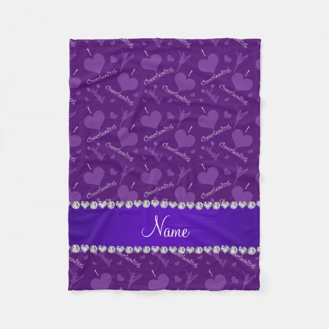 Couverture Polaire Nom personnalisé violet j'aime les coeurs chevelan (Devant)