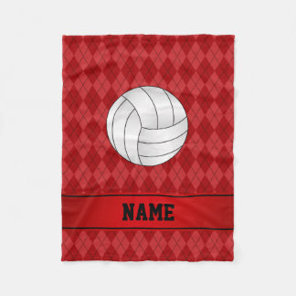 Couverture Polaire Nom personnalisé volleyball Jacquard rouge