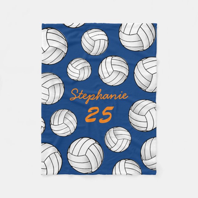 Couverture Polaire Nom personnalisé Volleyball Marine Fleece Blanche (Devant)