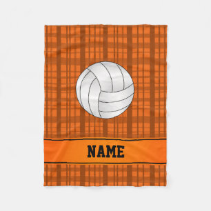 Couverture Polaire Nom personnalisé volleyball orange plaid