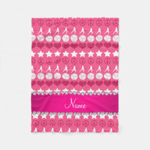 Couverture Polaire Nom personnalisé volleyballs rose étoiles coeur pa