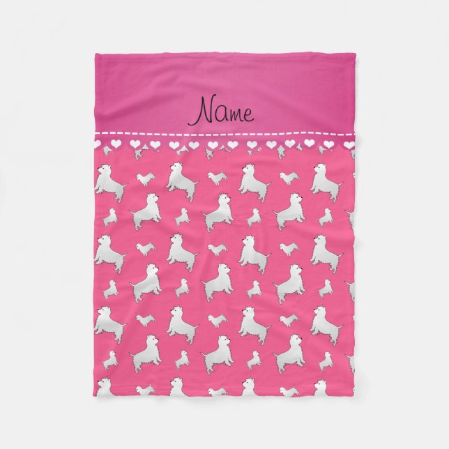 Couverture Polaire Nom rose West Highland White Terrier chiens (Devant)
