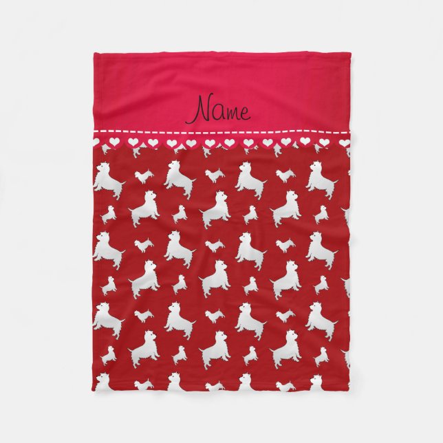 Couverture Polaire Nom rouge West Highland White Terrier chiens (Devant)