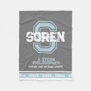 Couverture Polaire Nom Soren signifiant monogramme sport noir bleu