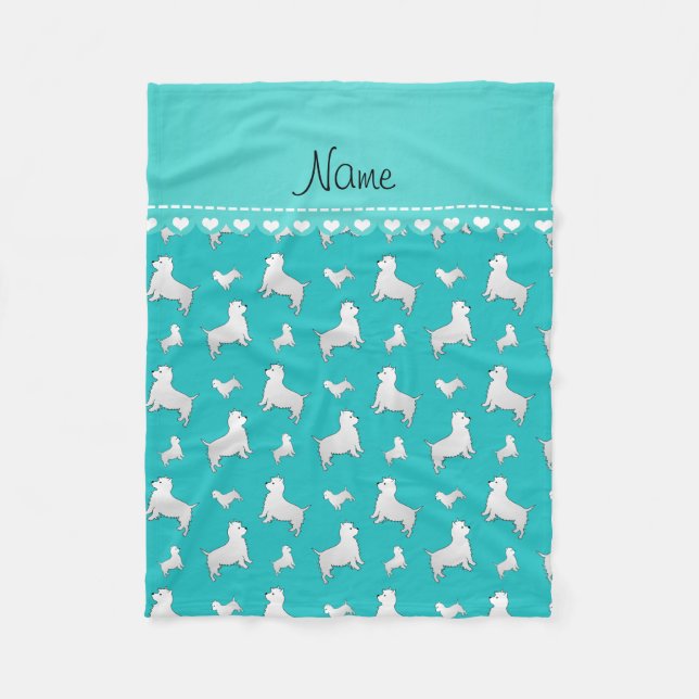 Couverture Polaire Nom turquoise West Highland White Terrier chiens (Devant)