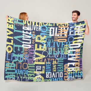 Couverture Polaire Noms colorés répliqués sur à damiers motif