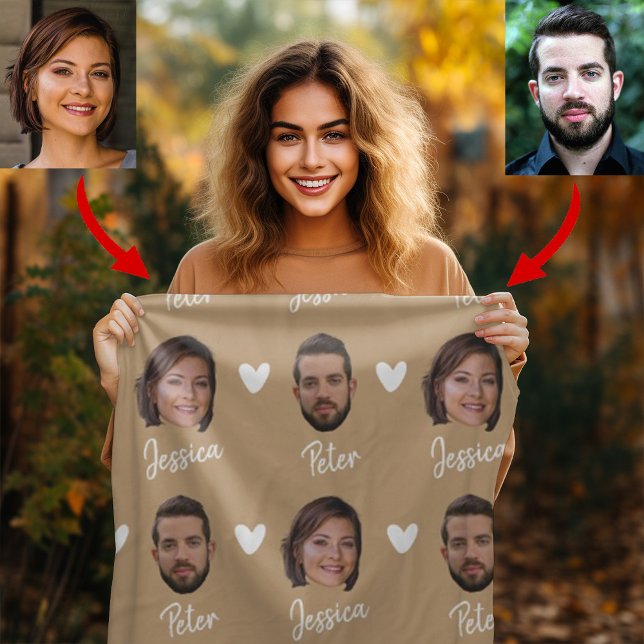 Couverture Polaire Noms de couple personnalisés et photo, Camel moder (Créateur téléchargé)