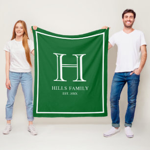 Couverture Polaire Noms des couples de Mariages verts et blancs Monog