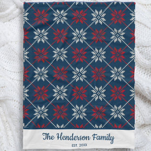Couverture Polaire Nordic Winter Snowflake Motif Cosy Texte Personnal