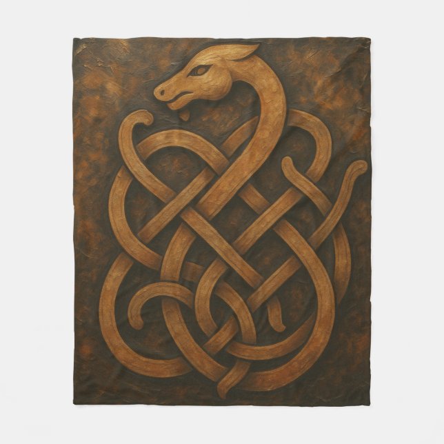 Couverture Polaire Norse Wolf Sigil - Viking Rune Art sur pierre noir (Devant)