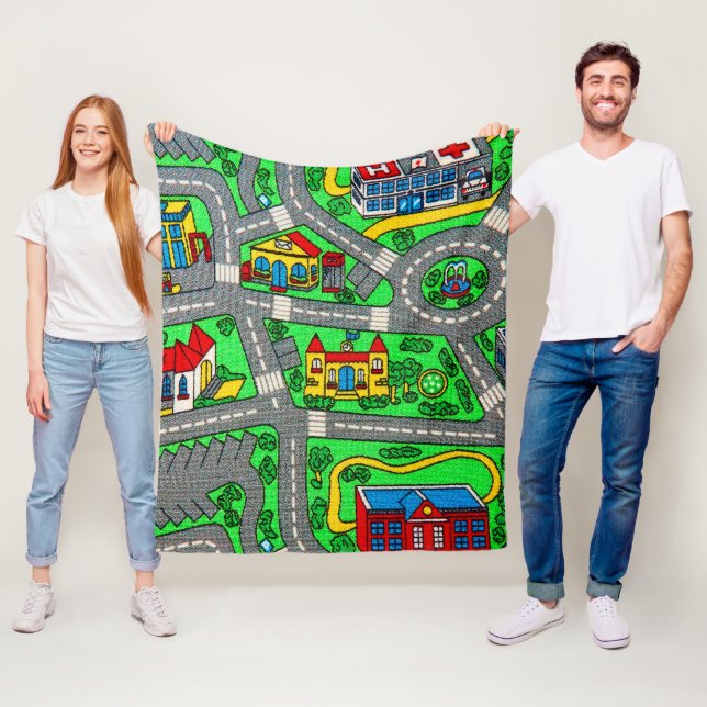 Couverture Polaire nostalgie des années 90, Moquette de piste Voiture (En situation)