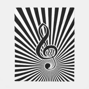Couverture Polaire Note noire et blanche de musique de clef sur