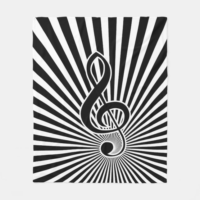 Couverture Polaire Note noire et blanche de musique de clef sur (Devant)