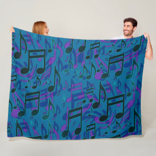 Couverture Polaire Notes de musique dansantes animées Bleu Vert Dynam