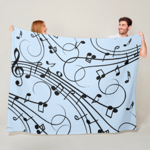 Couverture Polaire Notes de musique fantaisie Bleu