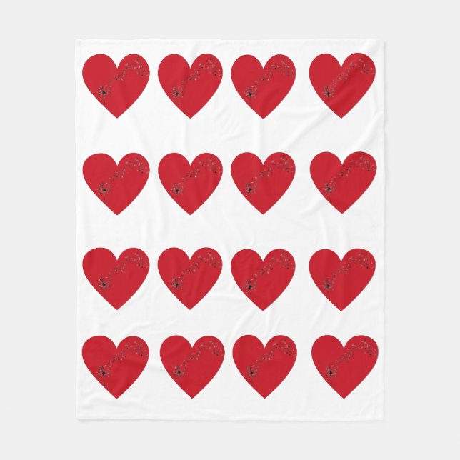 Couverture Polaire Notes musicales dans le coeur, Fleece Blanket (Devant)