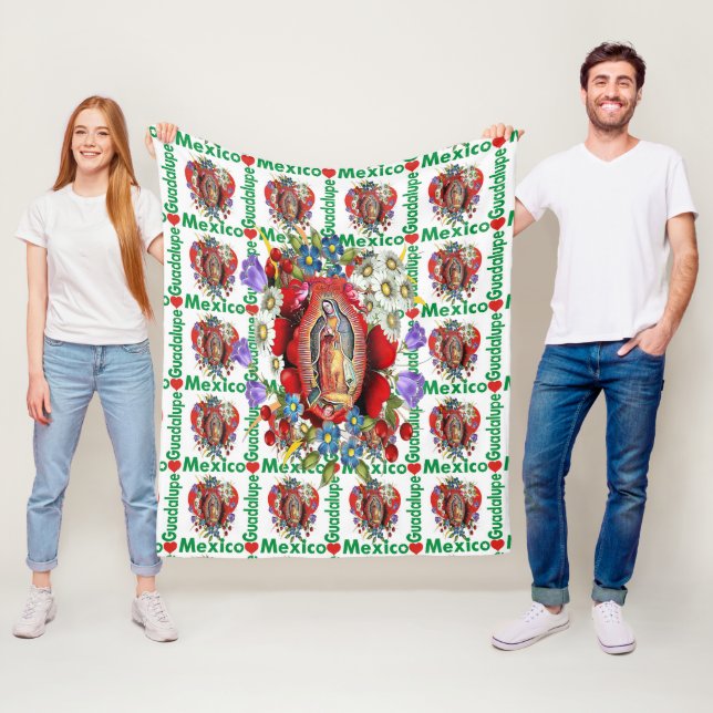 Couverture Polaire Notre-Dame de Guadalupe Vierge Aztèque Mexicaine (En situation)