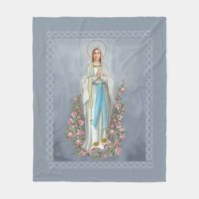 Couverture Polaire Notre Madame des roses de Vierge Marie de chapelet (Devant)
